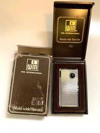 Vintage Win International Gas And Battery Operated Cigarette Lighter Boxed