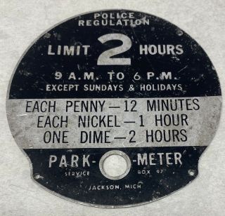 Vintage Parking Meter Part Face Plate Park - o - meter 2 Hour Limit Metal 3