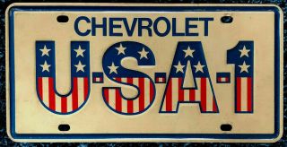 Vintage Chevrolet Usa - 1 Metal License Plate Beige Background