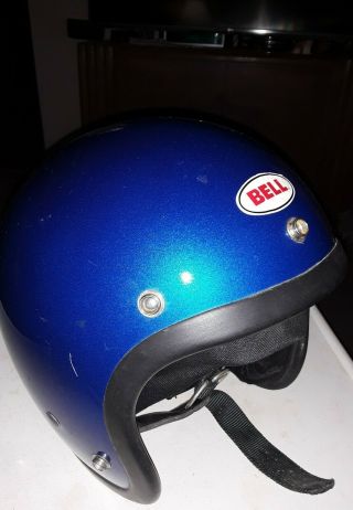 Vintage 1 - 80 Bell Rt Motorcycle Helmet Blue Chopper Harley Knucklehead Racing