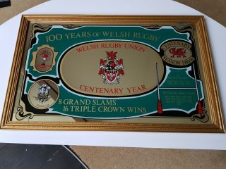 Vintage Welsh Rugby Union Centenary Year Mirror 100 Years Of Welsh Rugby 1980/81