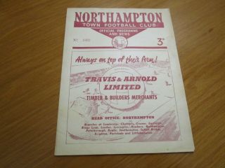 Northampton Town V Walsall 1954/5 April 30th Vintage Post Rare