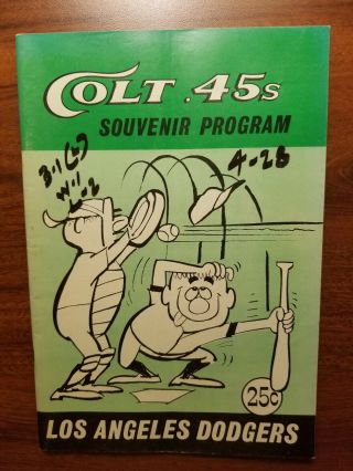 Houston Colt.  45s Vs Los Angeles Dodgers 4 - 28 - 1964 Baseball Program Scorecard