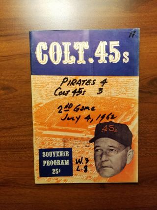 Houston Colt.  45s Vs Pirates 1962 Clemente Mazeroski Baseball Program Scorecard
