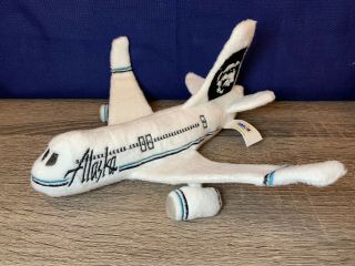 Daron Travel Alaska Airlines 737 Airplane Plush Stuffed Toy With Engine Sound 9”