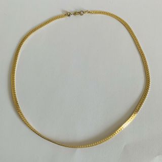 Classic Vintage Monet Jewellery Flat Snake Chain Choker Necklace Gold Tone