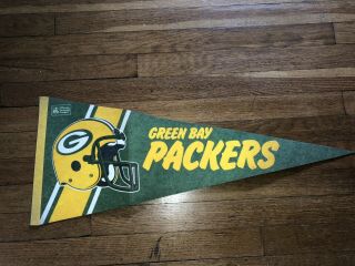 Vintage Authentic Green Bay Packers Pennant 11 X 28” Full Size Football