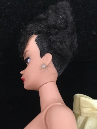 Early Vintage 3 Barbie Doll Brunette Ponytail With Book and Yellow Dress 3