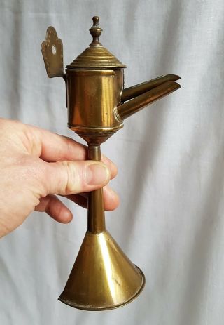 Antique Brass Whale Oil Lamp Hand Made Oil Lantern - Child Size