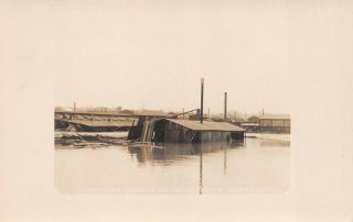 Vtg Mansfield Richland Co Ohio Rppc Postcard 1913 Flood Constance Lumber Flooded
