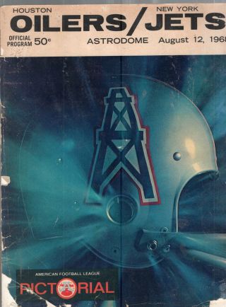 August 12 1968 Afl Football Program Houston Oilers Vs York Jets - Pictorial