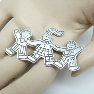 Vintage Solid Sterling Silver 925 Save The Children Brooch Cute 10g Mexico Efs
