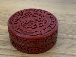 A Fine Chinese Cinnabar Lacquer Box And Cover Enamel Interior
