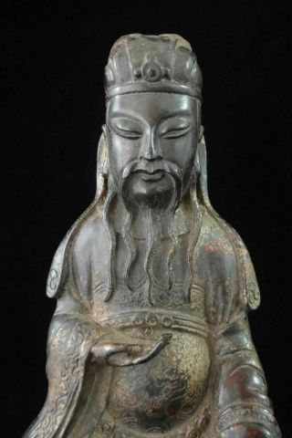Large Old Chinese Gilt Bronze Figure Of Official Buddha Seated Statue Sculpture