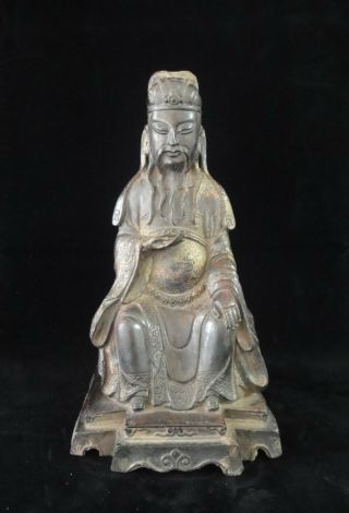 Large Old Chinese Gilt Bronze Figure Of Official Buddha Seated Statue Sculpture 2