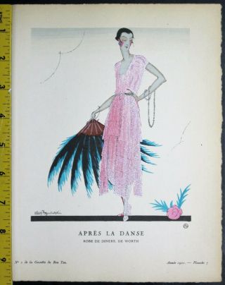 Gazette Du Bon Ton,  Art Deco Pochoir Print,  Alex Rozervriski,  Apres La Danse,  1921