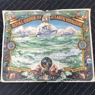Royal Order Of Atlantic Voyageurs Certificate Usns Gen Am Patch T - Ap122 Nov 1955