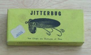 Wwii Jitterbug Old Fishing Lure In Yellow Box Plastic Lip & Paper