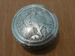 Antique French Solid Silver Pill /snuff Box Hallmarked.  & Signed A.  Lebey On Top