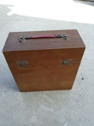 Vintage Retro Wooden Lp Record Case Storage Carrying Case.