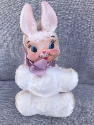My Toy? Rushton? 50s 60s Rubber Face & Ears Plush Cute Baby Easter Bunny Ivory