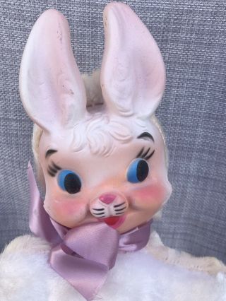 MY TOY? RUSHTON? 50s 60s Rubber Face & Ears Plush Cute Baby Easter Bunny Ivory 2