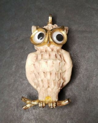 Vintage L.  Razza Carved Resin Owl Pendant Signed