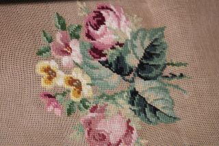 Set 2 Vintage Needlepoint Floral Chair Seat Covers Different Sz Unfinished