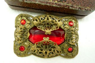 Vintage Jewellery Art Deco Czech Rhinestone Filigree Brooch Pin Lovely