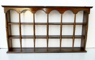 Vintage 36 " Tea Cup Saucer Wood Hanging Display Shelf 3 Tier Curio Wall Shelf