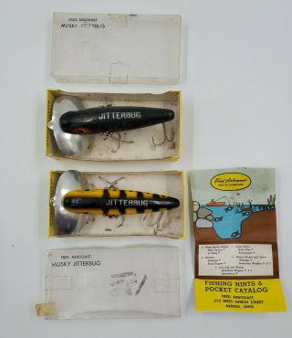 2 Vintage Musky Jitterbug Fishing Lure Fred Arbogast