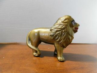 Vintage Cast Iron Lion Still Coin Bank Gold Paint Great Shape