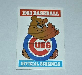 Mlb Vintage Pocket Schedule 1983 Chicago Cubs Major League Baseball Ephemera