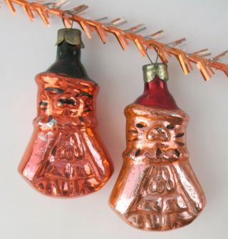 Set 2 Cat Puss In Boots Glass Vintage Decor Xmas.  Christmas Ornament Russian Ussr