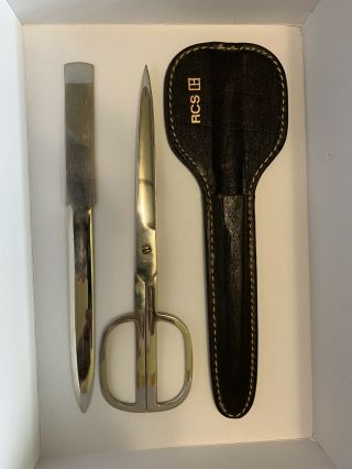Rcs Italy Vintage Scissors And Letter Opener With Leather Sheath