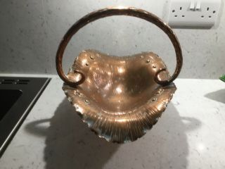 Arts And Crafts Style Copper Fruit Bowl In The Shape Of A Flower Basket C 1950 2