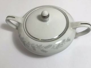 Vtg Royalton China Co - Translucent Porcelain Silver Leaf Sugar Bowl W/lid