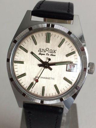 Gents Vintage Swiss Anrox De Luxe Wrist Watch Order Vgc
