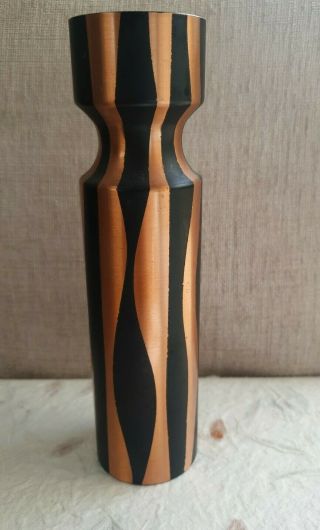 Copper Vase By Egro Switzerland,  Copper And Black Striped Vase,  1970s