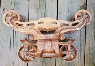Barn Tool Antique Meyers Ok Unloader Hay Trolley Carrier Swivel Pulley Cast Iron