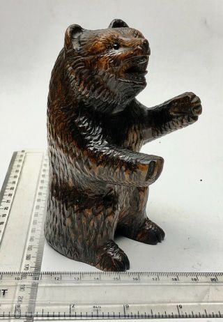 Vintage Antique Black Forest Wood Growling (angry) Standing Bear