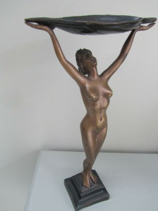 Lovely Vintage Art Deco Style Metal Nude Naked Figurine Figure Statue