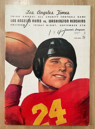Vintage 1947 Nfl Washington Redskins @ Los Angeles Rams Football Program - Sept 5