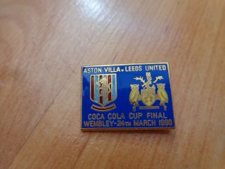 Vintage Leeds United V Aston Villa 1996 Coca Cola Cup Final Matchday Pin Badge