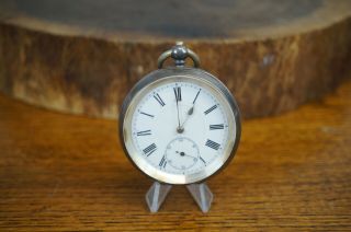 Antique.  935 Coin Silver Key Wind Pocket Watch 18 Size -
