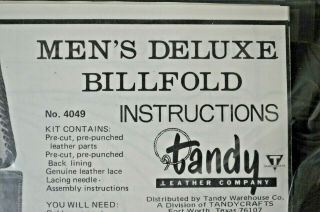 Tandy Men ' s Deluxe Billfold kit 4049 Vintage stock 3