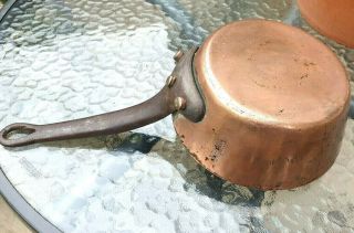 Antique E Dehillerin Copper Pot Saucepan Splayed French Chef Cookware 2mm 16.  5cm