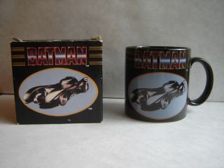 Vintage 1989 Batman Batmobile Ceramic Mug W/ Box By Applause