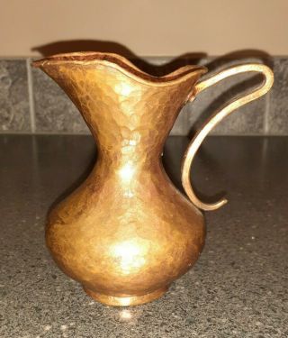 Vintage Hand Hammered Copper Miniature Pitcher 4 1/2 In Tall