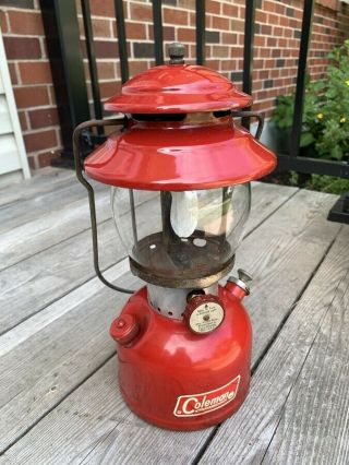 Vintage Red Coleman Lantern Model 200a Usa Dated 1966